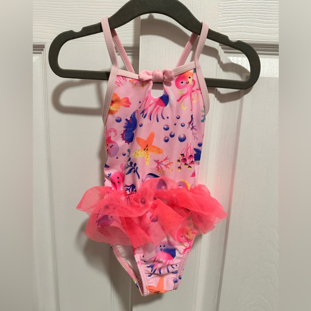 Wonder Nation baby girls one piece bathing suit, Size 18 months